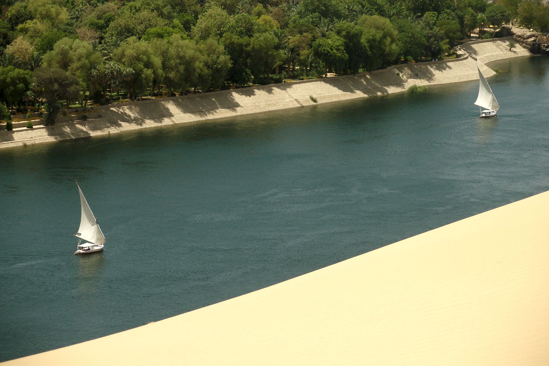 Feluccas sailing the Nile at Aswan