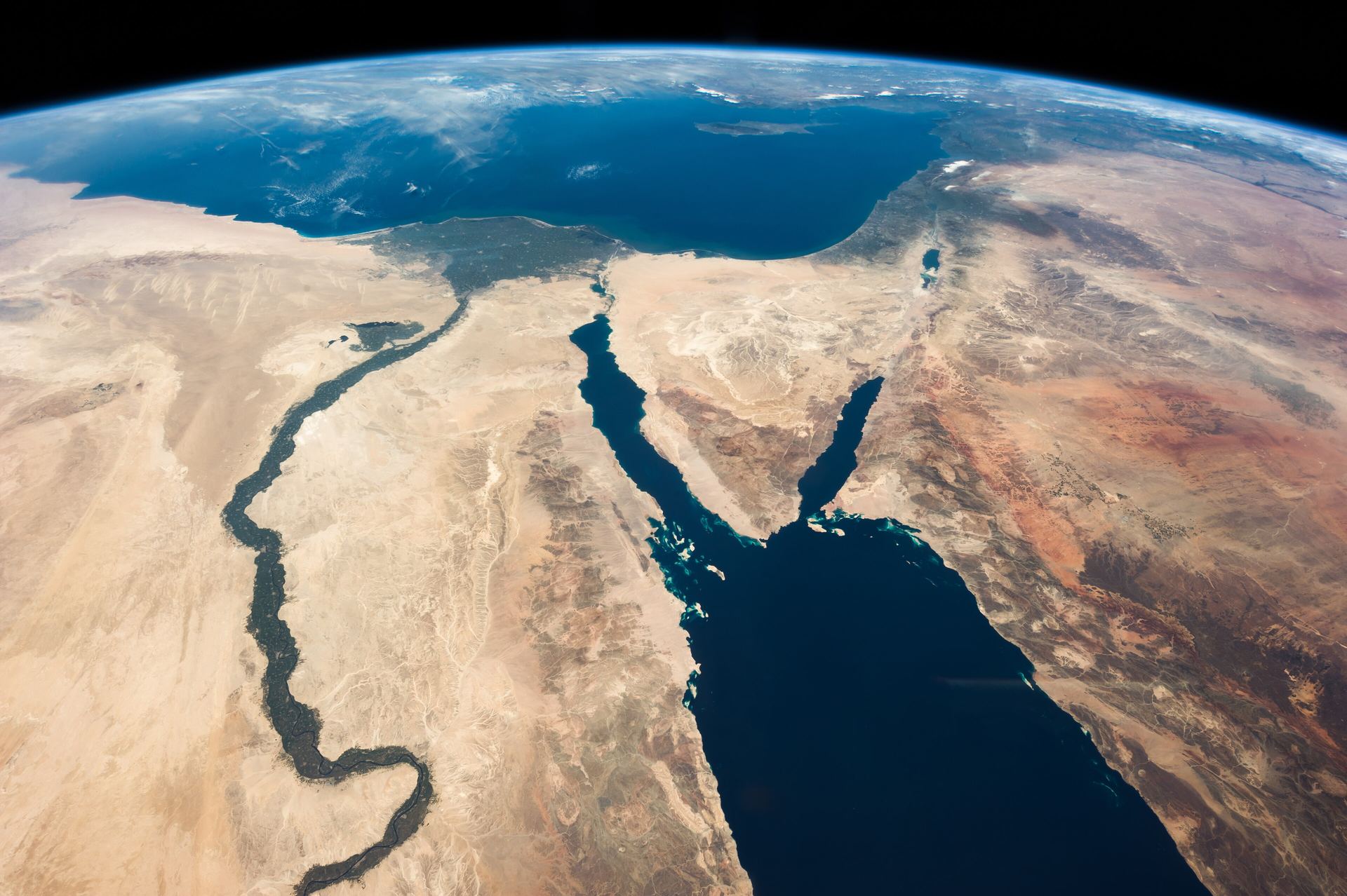 The Nile delta seen from the International Space Station at night